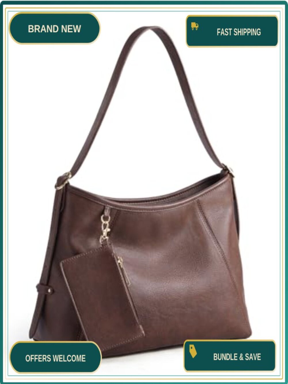 PU Leather Hobo Bag for Women Multi Pocket Crossbody Shoulder Purse